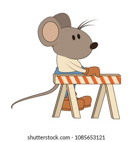 Worker mouse with construction barrier