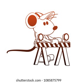 Worker mouse with construction barrier orange lines