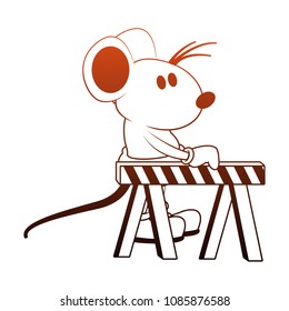 Worker mouse with construction barrier orange lines