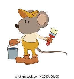 Worker mouse with paint brush
