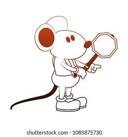 Worker mouse with road sign orange lines