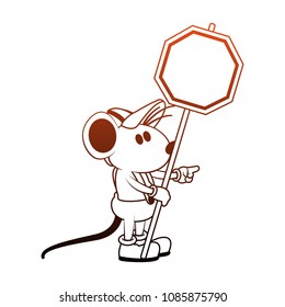 Worker mouse with road sign orange lines