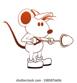 Worker mouse with shovel orange lines