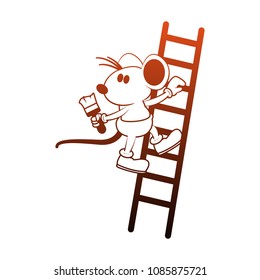 Worker mouse up the stairs orange lines