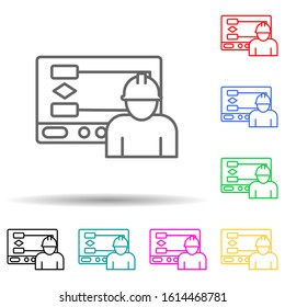 worker multi color style icon. Simple thin line, outline vector of manufacturing icons for ui and ux, website or mobile application