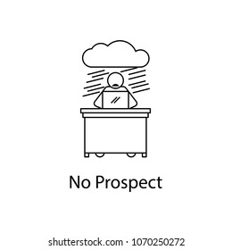 worker in no prospect icon. Element people at the workplace for mobile concept and web apps. Thin line icon for website design and development app development. Premium icon on white background