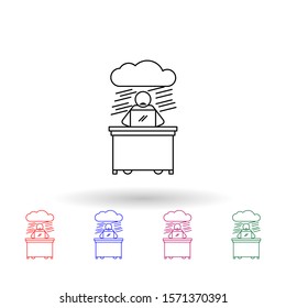 Worker in no prospect multi color icon. Simple thin line, outline vector of people in the work icons for ui and ux, website or mobile application