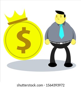 worker obsessed with money vector ilustration