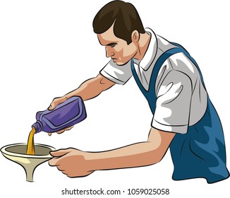 worker and oil