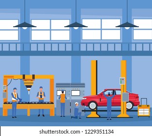 Worker on car factory