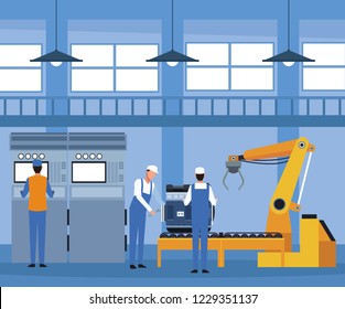 Worker on car factory