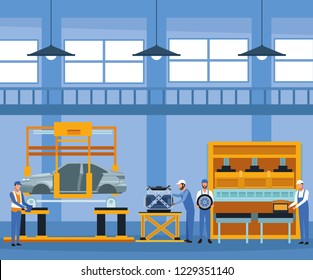 Worker on car factory