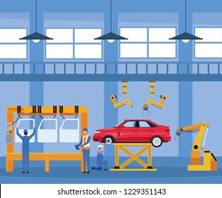 Worker on car factory