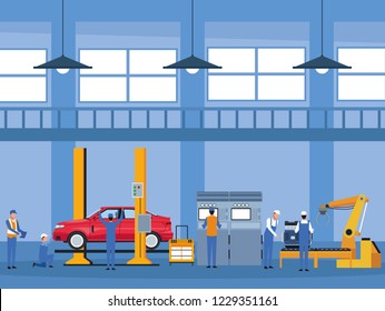 Worker on car factory