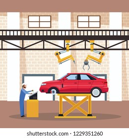Worker on car factory