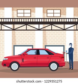 Worker on car factory