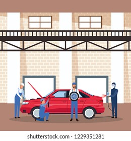 Worker on car factory