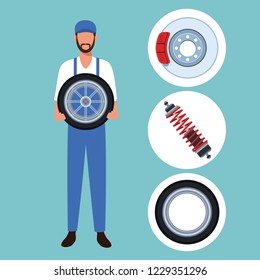 Worker on car factory