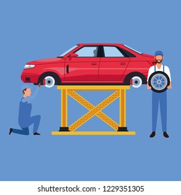 Worker on car factory