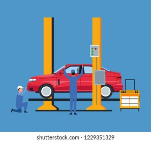 Worker on car factory