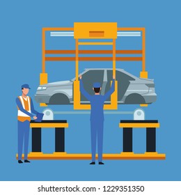 Worker on car factory