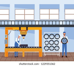 Worker on car factory