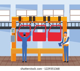 Worker on car factory