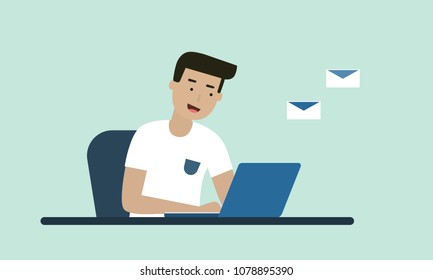 Worker on the office room with notebook