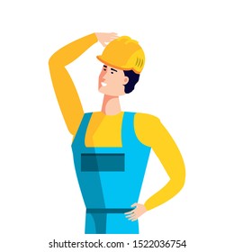 worker operator industrial avatar character vector illustration design