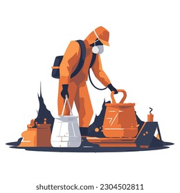 worker with orange suit over white