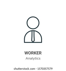 Worker outline vector icon. Thin line black worker icon, flat vector simple element illustration from editable business concept isolated on white background