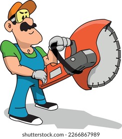 Arbeiter in Overalls mit einem Elektrowerkzeug - eine Montagekuppe in seinen Händen