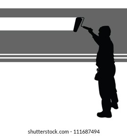 worker paint wall vector illustration on a white background