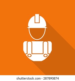 worker painting tool flat icon with long shadow.
