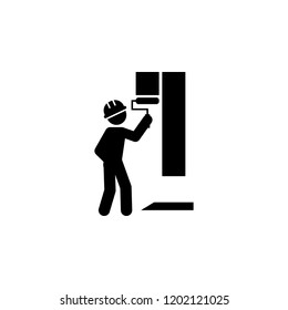worker paints the walls icon. Element of construction worker for mobile concept and web apps. Detailed worker paints the walls icon can be used for web and mobile