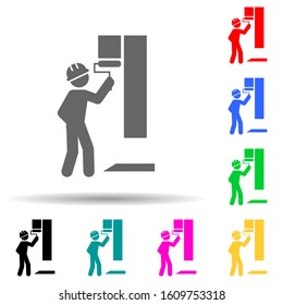 Worker paints the walls multi color style icon. Simple glyph, flat vector of construction people icons for ui and ux, website or mobile application
