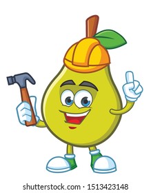 worker pear mascot character vector design