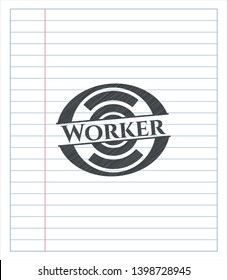 Worker pencil emblem. Vector Illustration. Detailed.