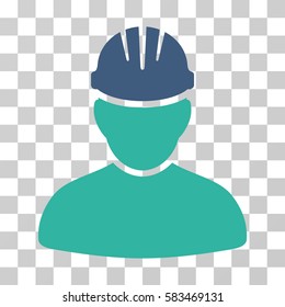 Worker Person vector icon. Illustration style is flat iconic bicolor cobalt and cyan symbol on a transparent background.
