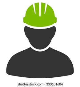 Worker Person vector icon. Style is bicolor flat symbol, eco green and gray colors, rounded angles, white background.