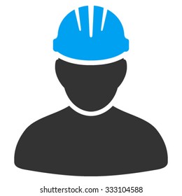 Worker Person vector icon. Style is bicolor flat symbol, blue and gray colors, rounded angles, white background.