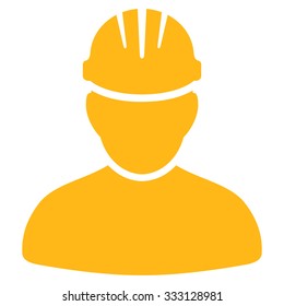 Worker Person vector icon. Style is flat symbol, yellow color, rounded angles, white background.