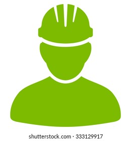 Worker Person vector icon. Style is flat symbol, eco green color, rounded angles, white background.