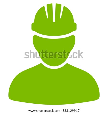 Worker Person vector icon. Style is flat symbol, eco green color, rounded angles, white background.