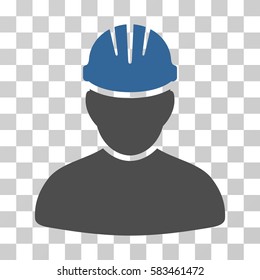 Worker Person vector pictogram. Illustration style is flat iconic bicolor cobalt and gray symbol on a transparent background.