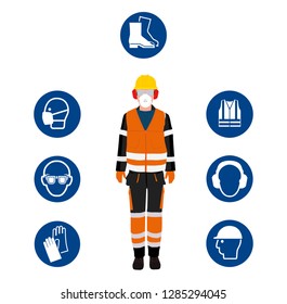 Worker Personal Protective Equipment Safety Mandatory Stock Vector ...