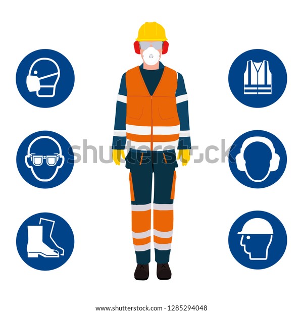 Worker Personal Protective Equipment Safety Mandatory Stock Vector ...