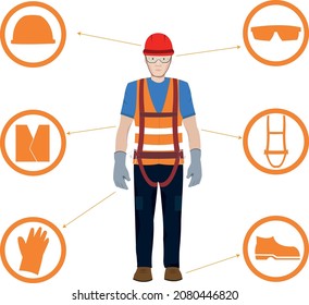 Worker Personal Protective Equipments Safety Icons Stock Vector ...