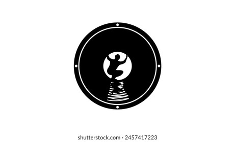 worker in pipe, black isolated silhouette
