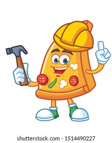 worker pizza slice mascot character vector